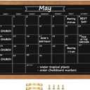 Calendar Chalkboard, 13" * 17", Magnetic Surface Rustic Brown Solid Pine Wood Frame Chalk Board for Planning/School Timetable/Memo, Hanging Board for Office, School and Home(YLHB-QZ-3343)