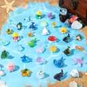 DIYDEC 36pcs Mini Ocean Resin Animals Tiny Sea Animals Figurines Marine Miniature Plastic Animals Aquarium Ornaments Decorations for DIY Fish Tank Potted Micro Fairy Garden Dollhouse