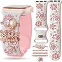 Floral Engraved Pink Silicone Band with Charms Compatible Apple Watch Women 38mm 40mm 41mm 42mm 44mm 45mm 46mm 49mm,Jullstar Butterfly Summer Flower Strap Starlight Black Purple for iphone Watch Series Ultra 11 10 9 8 7 6 5 4 SE 3 2 1