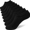 SIXDAYSOX Ondo Cotton No Show Mens Socks 8 Pairs Breathable Low Cut Non-Slip Socks Invisible Summer Socks Size 9-11 Black