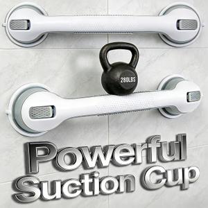 2 Pack 16.2 Grab Bars for Bathtubs and Showers, Shower Handles for Elderly Suction Cup Grab Bars for Shower Wall Heavy Duty, Safety Grab Bar for Seniors Suction Bathroom, No Drilling