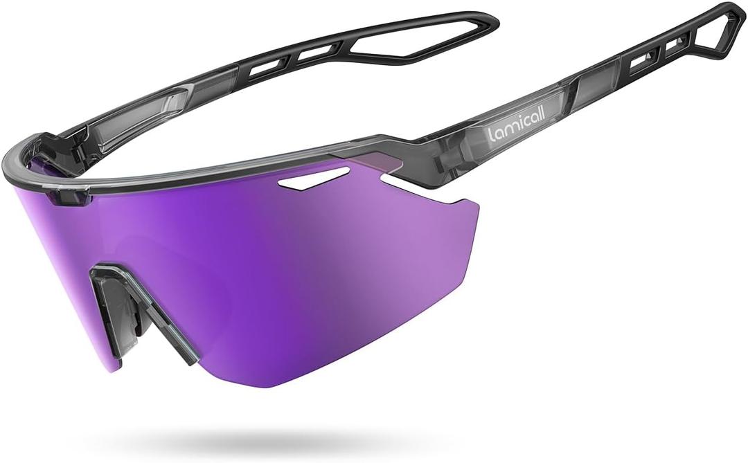 Lamicall 24g Polarized Sports Sunglasses for Men Women - UV400 Protection Sun Glasses for Baseball Running Cycling Driving (Purple, M)