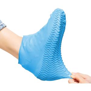 2 PCS Reusable Shoes Cover for Rain, Silicone Shoes Covers for Men Women, Non-Slip Outdoor Waterproof Shoe Protectors Blue Large