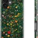 DEENAKIN for iPhone 16 Case - Wireless Charging Compatible - Dual-Layer Hard Shell & Silicone Cover - Shockproof Protective Phone Case with Trendy Cute Designs for Women - Joyful Garden Pattern