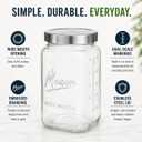 kitchentoolz 1 Gallon Glass Jar with Lid - Extra Large Mason Jar Wide Mouth with Airtight Metal Screw On Lid - Square Glass Storage Container with Measurements for Flour, Sugar, Cookies & Pickling