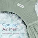 Momcozy Adjustable Buckle Baby Wrap Carrier Cooling Air-Mesh, Easy to Wear Baby Carrier Sling, Baby Carriers Newborn to Toddler 8-35lbs, Suit for Waist 47-57inch,Plus Size Grey Green