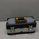 Anyyion 16.5-Inch Tool Box - Portable Lockable Storage, Stainless Steel & Plastic Construction - Removable Tray, Toolbox Organizer Truly Strong and Durable (Black)