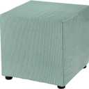 uxcell Square Ottoman Cover 18x18x18inch Stretch Polyester Washable Ottoman Slipcovers Elastic Foot Stool Foot Rest Protector for Living Room Bedroom, Light Green
