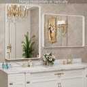 LOAAO 24x32 Inch White Metal Framed Bathroom Mirror for Wall, White Bathroom Vanity Mirror Farmhouse, Large Rounded Rectangle Mirror, Anti-Rust, Hangs Horizontally or Vertically