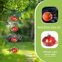 4 Pack Circular Hummingbird feeders for Outdoors Hanging,Hand Blown Glass Hummingbird Feeder with 4 Adjustable Silicone Perch,Never Leak,Gardening Gifts for Woman Man(Red)