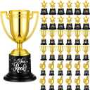Lenwen 36 Pack Gold Trophy Award Bulk Star Thumbs up Trophy Awards Plastic Mini Golden Cup Back to School Gifts for Students Classroom Sports Soccer Football Game Winning Prize, 3 Styles