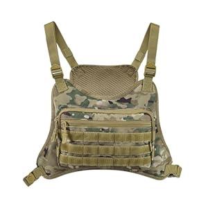 AMHEH Outdoor Tactical Chest Bag for Men Sports Rig Vest with Magazine Pouch Phone Holder Adjustable EDC Travel Pack for Running Hiking (Camo)