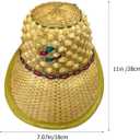 Unisex Bamboo Woven Sun Hat Wide Brim Asian Hat Breathable Pineapple Style Uv Protection Men's Caps for Beach Outdoor Activities Performance (Yellow)
