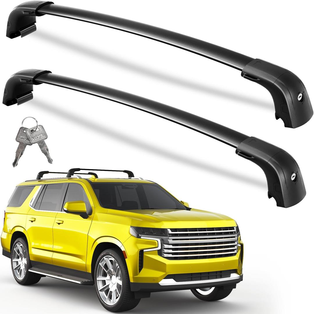Wonderdriver Lockable Roof Rack Cross Bars 330lbs Compatible with Chevy Suburban & Tahoe 2021 2022 2023 2024 2025 2026 GMC Yukon XL, Cadillac Escalade ESV, Heavy Duty Aluminum Crossbars Black Luggage