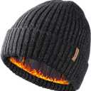 FURTALK Double Layer Winter Hats for Men Women Beanie Thick Cuffed Warm Ski Hats (Black)