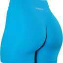 AUROLA Power Workout Shorts for Women Tummy Control Squat Proof Ribbed Thick Seamless Scrunch Active Short (Blue, S)
