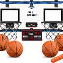 2 Player Basketball Game, Dual Shot Over The Door Mini Basketball Hoop Indoor with Scoreboard, Basketball Toy Gifts for Kids Boys Girls Adults, Suit for Bedroom/Office/Outdoor/Pool, Blue