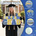 FunHot Graduation Yard Sign Class of 2026, Large Blue and Gold Grad Yard Signs, Waterproof Congrats Grad Cap Sign with Stakes Outdoor Lawn for College High School 2026 Graduation Party Decoration