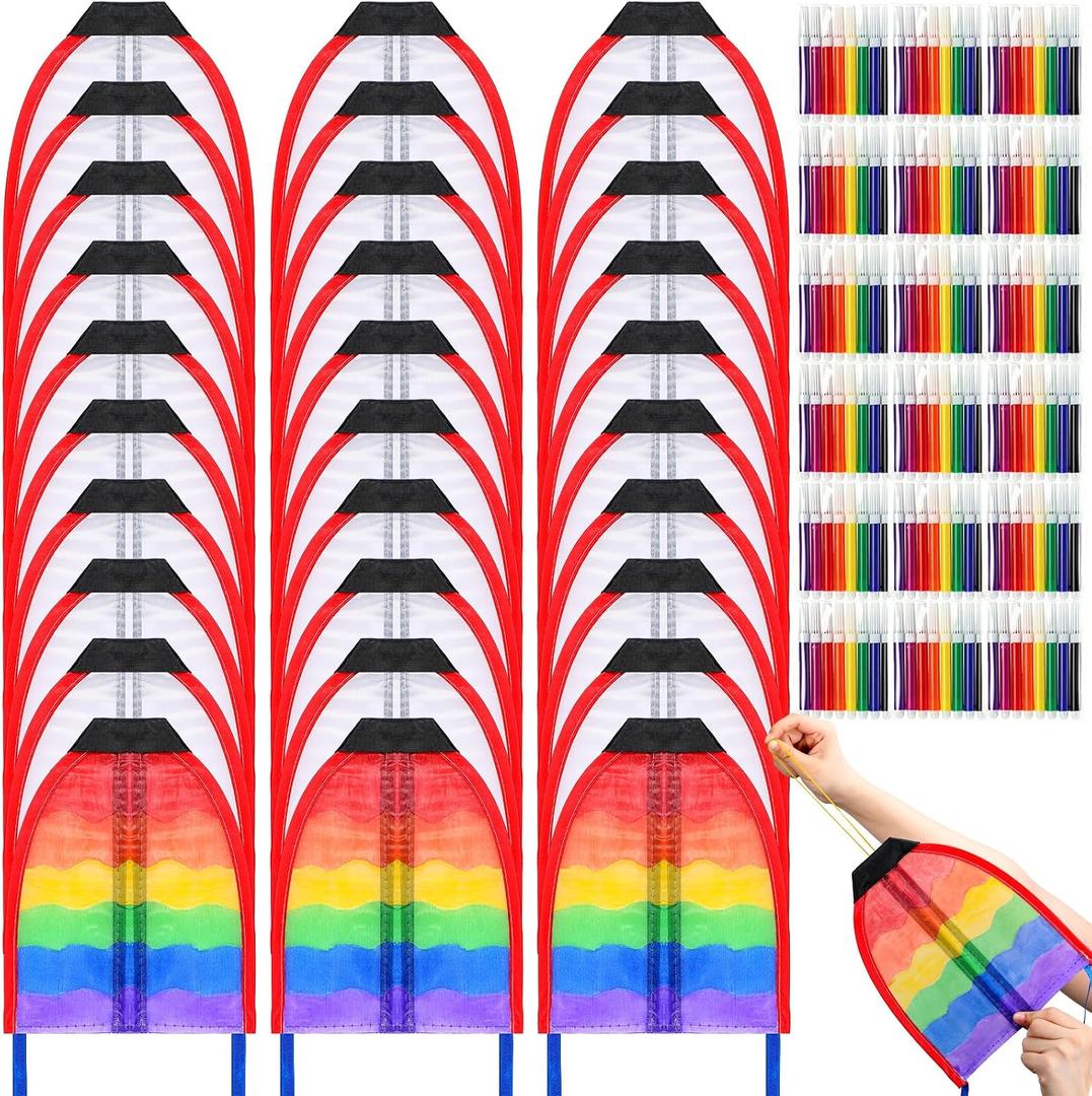 VioraWhite Mini Kite for Kids Adult, Finger Launcher Kites for Kids Age 3-5 4-8 8-12, Color Your Own Kites with Watercolor Pens, Easy to Fly on Yard Beach Outdoor Toy, Birthday Party Favor