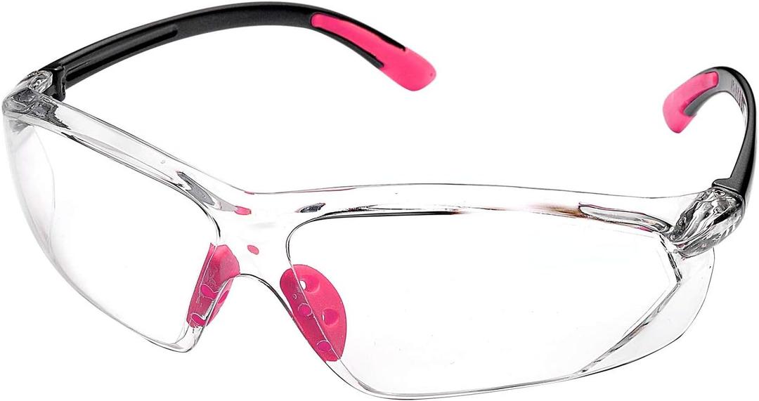 SAFEYEAR Women Safety Glasses Anti Fog Lens, HD Clear Scratch Resistant Work Glasses with Adjustable Straps for Lady, No-Slip Grips, VU Protection for DIY, Lab, Welding, Chemistry(Pink)