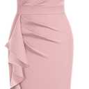 AISIZE Women's Pinup Vintage Ruffle Sleeves Cocktail Party Pencil Dress (Pink, M)