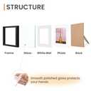 upsimples 12x12 Picture Frame Made of High Definition Glass, Display Pictures 8x8 with Mat or 12x12 Without Mat, Gallery Wall Frame Set, Black