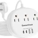 UK Ireland Travel Plug Adapter, US to UK Plug Adapter, Type G Travel Adapter with 3 Outlets 4 USB(2 USB C), 5FT Extension Cord, for US to Scotland London England British Irish Dubai Kenya Hong Kong