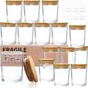 CONNOO 15 Pack 7 OZ Clear Candle Jars with Bamboo Lids, Thick Glass Empty Jars for Making Candles - Dishwasher Safe, in Bulk.