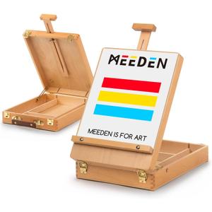 MEEDEN Tabletop Art Sketchbox Easel : Solid Beechwood Table Easels for Painting Canvas, Adjustable Desktop Easel - Art Supply Storage Box for Adults & Artist