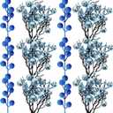 Syhood 20 Pack Christmas Glitter Berries Stems for Christmas Tree 11.8 Inch Artificial Tree Berry Picks Branches Decoration Ornaments for Xmas DIY Wreaths Crafts Holiday Decor (Blue)