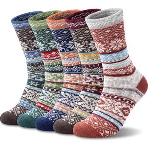 Mens Merino Wool Socks Thermal Winter Sock Thick Warm Wool Socks Holiday Gifts for Men Suitable for Home and Outdoor (A1-blue/Green/Orange/Red/White)