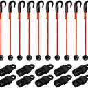 NEWCOMDIGI Tarp Clips and Bungee Cords Set, 20 Pack Heavy Duty Lock Grip and Adjustable Bungee Strap with Hooks, 24inch Elastic Bungie Cord and Tent Fasteners