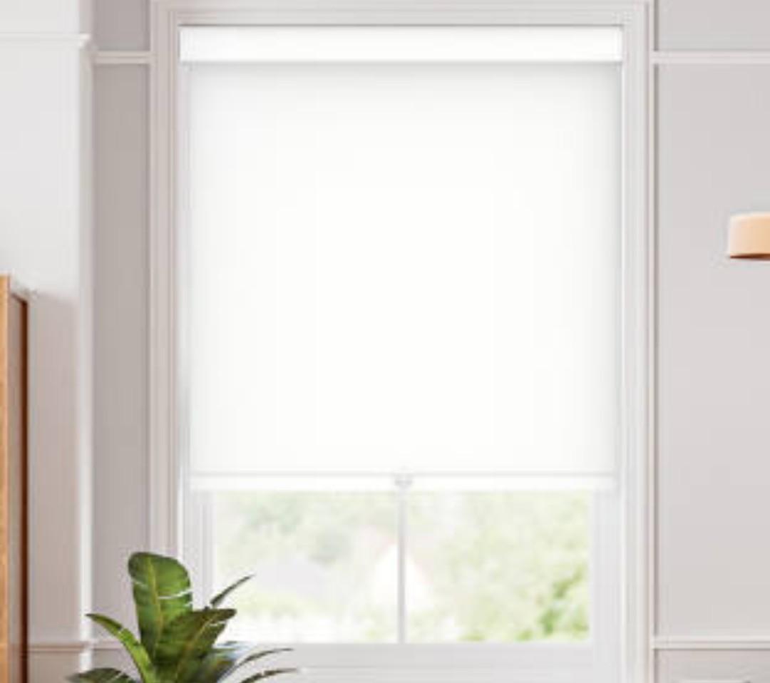 ChrisDowa 100% Blackout Roller Shade, Window Blind with Thermal Insulated, UV Protection Fabric. Total Blackout Roller Blind for Office and Home. Easy to Install. White,46" W x 72" H