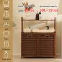 Baveke Bamboo Tilt Out Laundry Hamper with 2 Tier Shelves, Hidden Laundry Hampers with 2 Removable Bags, Pull Out Laundry Hamper Cabinet, Bathroom Storage Shelf for Laundry Room, FSC-Certified, Brown