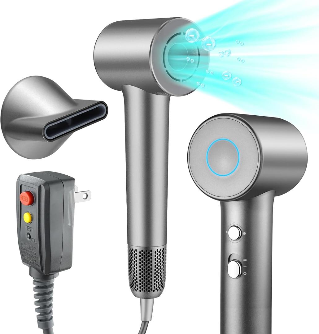 High Speed Hair Dryer,200 Millions Negative Ionic Blow Dryer, Powerful 1500W Fast Drying Low Noise Blow Dryer, Temperature-Control Hairdryer with Diffuser & Nozzle