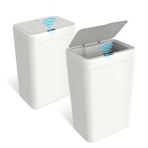 Naisu 2 Pack 4 Gal Bathroom Trash Can with Lid,Automatic Garbage Can with Touchless and Sealed Design,Slim Motion Sensor Waterproof Plastic Trash Bin Suitable for Bedrooms,Bathrooms,Kitchens, White