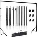 Backdrop Stand 10x7 FT, Adjustable Photography Background Stand for Parties, Photo Video Studio, Portable Photo Booth Kit with Carrying Bag, 6 Backdrop Clamps & 2 Stand Bags