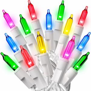 PREXTEX Multicolor String Lights (20 Feet, 100 Count) with White Cord - Indoor and Outdoor Colorful Twinkle Lights for Holiday Decor