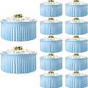 12 Pack Bulk Baby Blue Round Tablecloths for 5ft Tables, 120 inch Fitted Spandex Table Cloth with Skirt, Wrinkle Free Wholesale Table Covers for Large Events, Weddings Reception, Banquets, 60inch