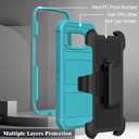 for Google Pixel 9a 2025 Case with 2 Pack Tempered Glass Screen Protector, [Holster Series] Belt Clip Kickstand Heavy Duty Shockproof Protective Cell Phone Case Cover (Blue Green)