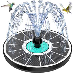Solar Fountain Cyan Flower, Upgrade 3.5W Solar Bird Bath Fountains, Solar Powered Water Fountain with 7 Nozzles, 4 Fixed Pipes for Hummingbirds, Bird Bath, Garden, Pool, and Pond (White)