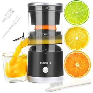 Electric Citrus Juicer Rechargeable - Electric Juicer Machines with USB and Cleaning Brush Portable Compact Juicer for Orange, Lemon, Limes (Black)