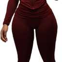 Nimsruc Two Piece Outfits For Women Workout Set Long Sleeve Tracksuit Zip Up Sweatsuits (Medium, Red)