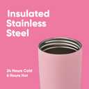 Owala SmoothSip Slider Insulated Stainless Steel Coffee Tumbler, Reusable Iced Coffee Cup, Hot Coffee Travel Mug, BPA Free 20 oz, Pink (Pucker Up)