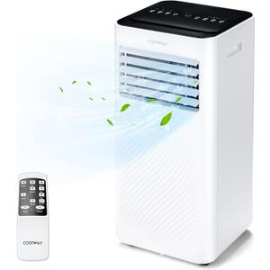 COS8000 BTU Portable Air Conditioner, 4-in-1 AC Unit with Cool, Fan, Dehumidifier & Sleep Mode for Rooms up to 250 Sq.Ft, 24H Timer, Child Lock, Remote Control & Window Kit (Black and White)