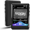 64GB MP3 Player with Bluetooth 5.3, Full Touch Screen Mp3 Music Player Built-in Speaker,FM Radio,Voice Recorder,Ebook,Support 512GB TF Card,Shuffle. Earphones Included (Black)