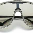 Oversized One Piece Sunglasses For Women Men Fashion Vintage Sun Glasses Punk Large Frame Eyewear UV400 Shield Goggles (Medium, Diamond&silver)