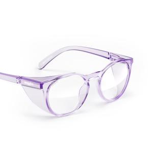 Stoggles Round Z87.1 Certified Polycarbonate Safety Glasses, Scratch & Shatter-Proof, Blue-Light & UV Blocking Lens, Top & Side Shields, Anti-Fog Dip Coated, Durable, Protective & Stylish Eyewear (Medium, Lilac)