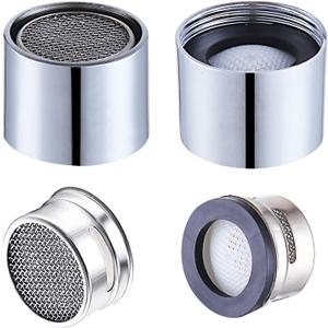 Faucet Aerator Female Thread Chrome Solid Brass Kitchen Faucet Aerators and Bathroom Sink Filter, 55/64in Aerator For Sink Faucet with Gasket for Kitchen and Bathroom(4Pcs)
