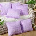VitalCozy 6 Pcs Faux Fur Throw Pillow Covers Fluffy Couch Cushion 18 x 18 in Square Pillow Luxury Decorative Soft Pillowcase Zipper Closure for Sofa Couch Sleepover Party Bedroom Living Room (Purple)